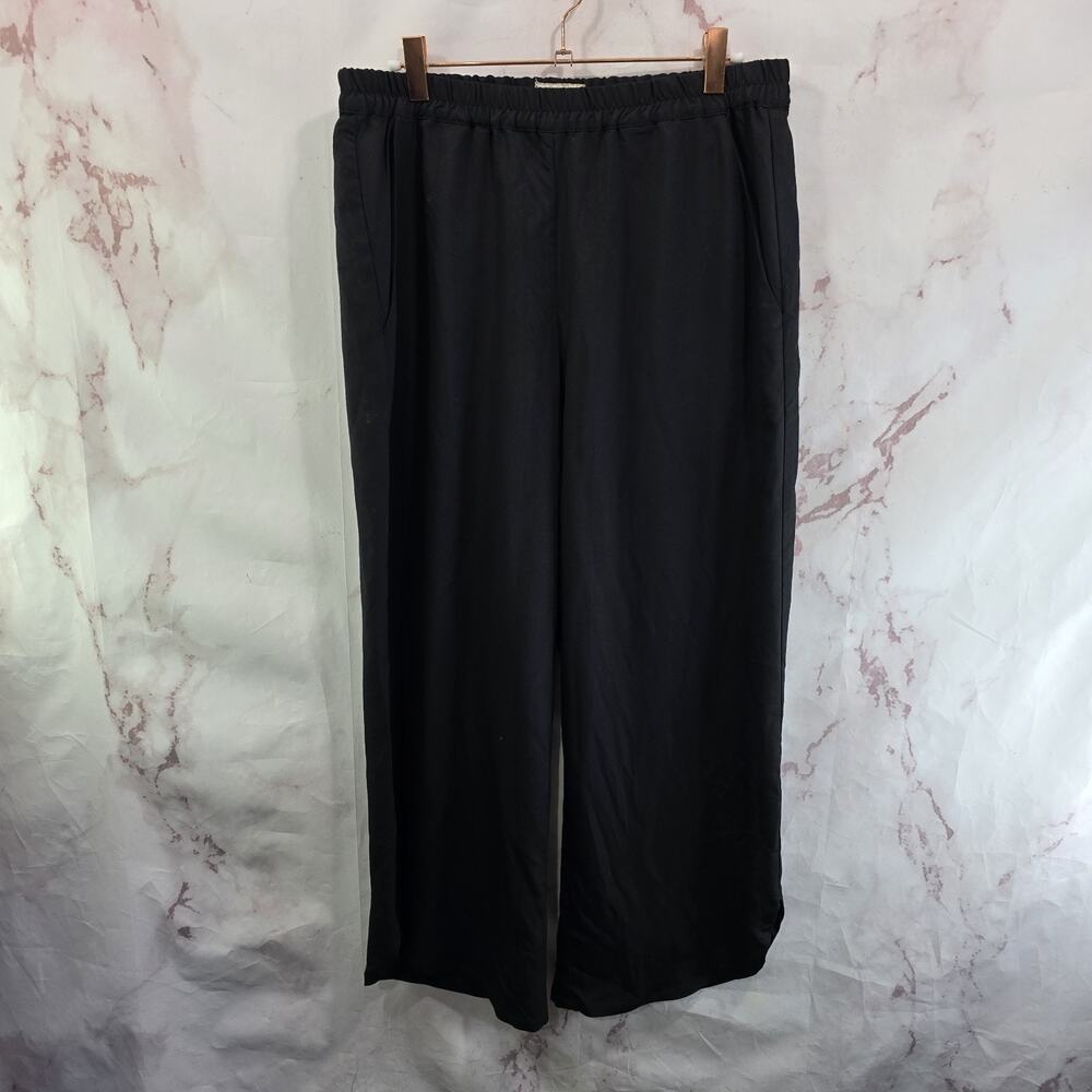 Marine Layer Pants Womens Medium Black Pull On High Rise Wide Leg Crop Allison